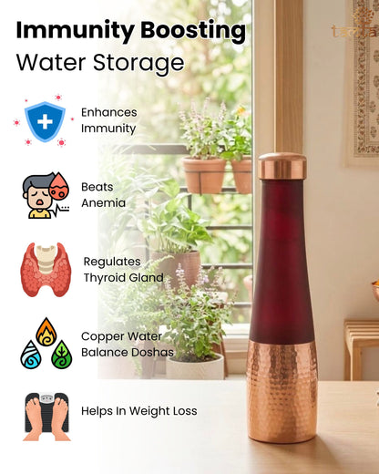 TIVRA T003 Silk Copper Bottle – Half-Hammered Red Edition 950 ml - संस्कार