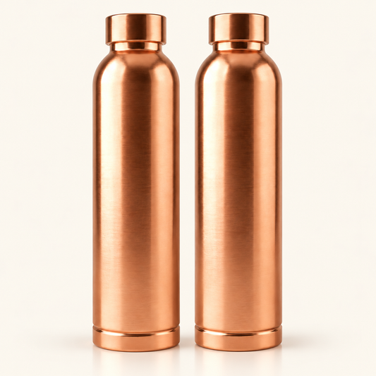 Tamtaware Tamra Pure Copper Water Bottle (950 ml) – Matte Finish Leak-Proof Set of 2