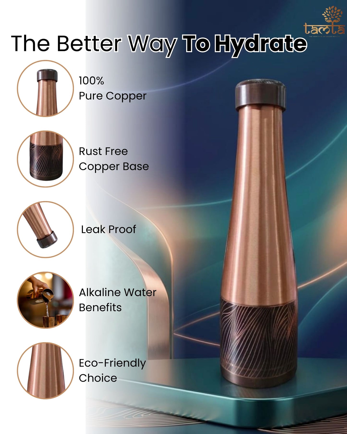TURA V008 Earth Vein Copper Bottle – Elegant Gloss Edition 950 ml - विरासत