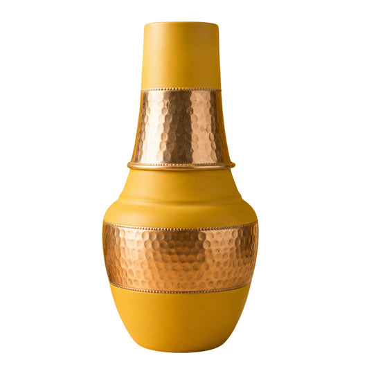 Tamtaware SURAI Designer Copper Bottle 1100 ml with Glass Lid (Mustard Yellow)