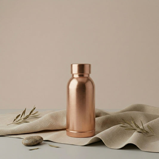 Tamtaware Handcrafted Compact Pure Copper Water Bottle 450 ml – Brushed Matte Flask